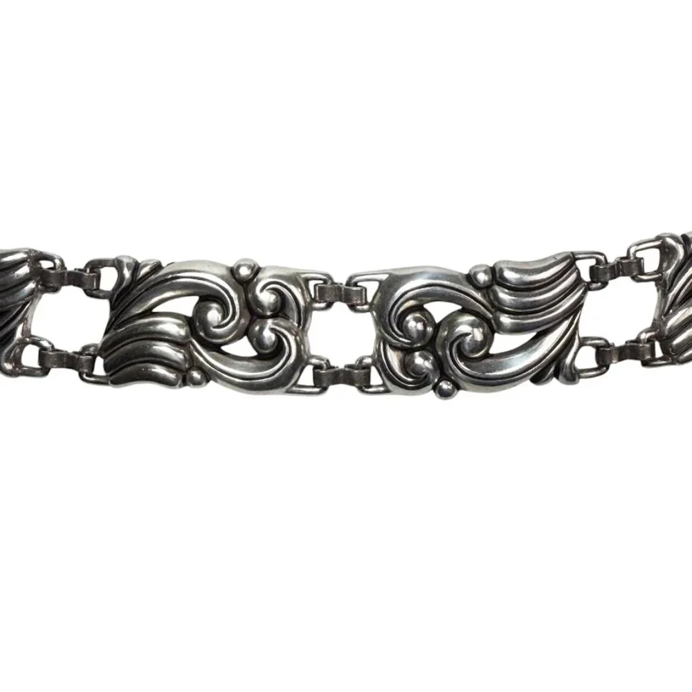 VINTAGE BRIGHTON 1996 Silver Scroll Concho Belt